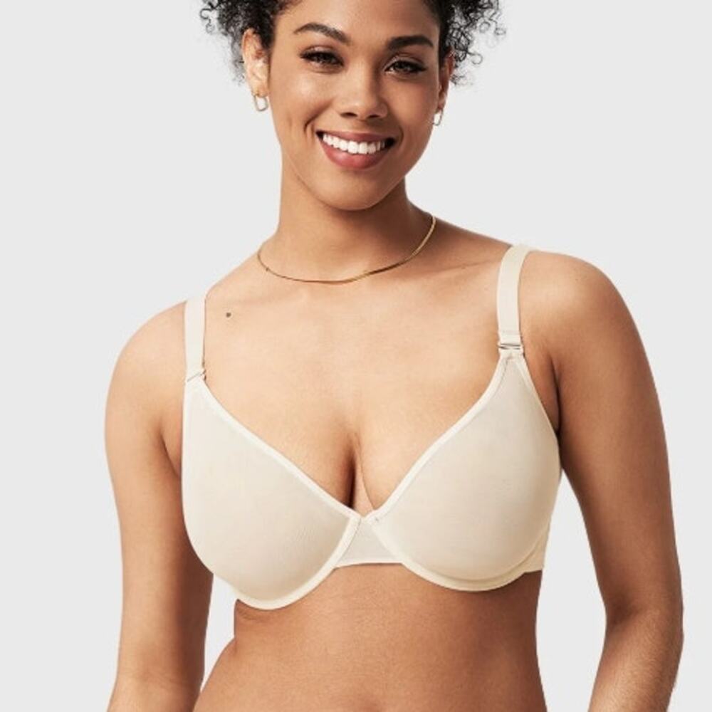 HSIA Serafina Sheer Mesh Bra 38C Ivory Cream Unlined Underwire Full Coverage NWT